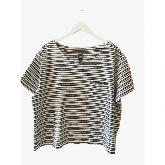 GAP Black and White Striped Blouse - Picture 1 of 6